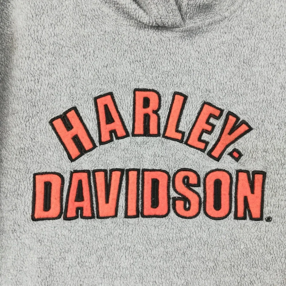 Harley Davidson Youth Sweatshirt Fleece Pullover Gray Orange Embroidered L 16-18